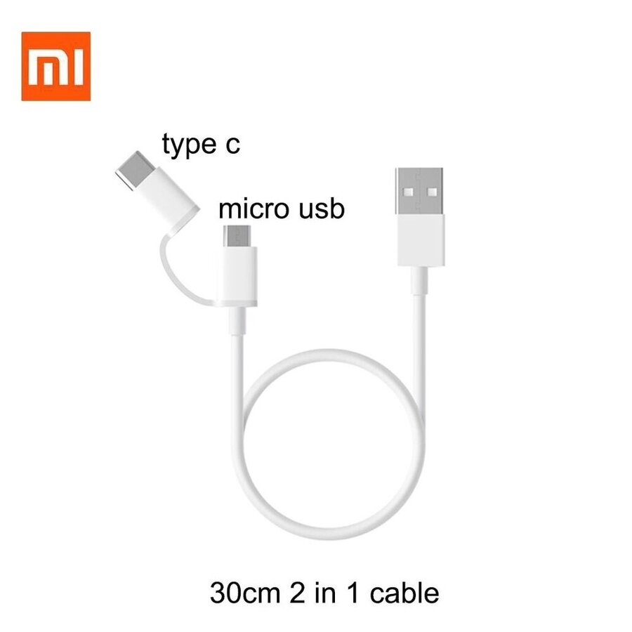 Оригинален кабел Xiaomi Mi 2in1 Cab Micro USB to Typ C 30cm